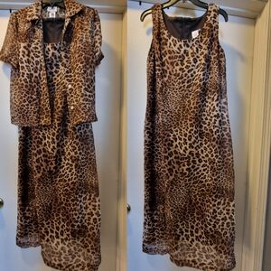 NWT Db Collection Sleeveless Leopard Dress With Short Sleeved Blazer.